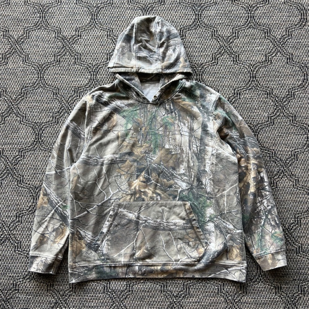 Y2K Realtree Sweatshirt Mens XL Camo Hunting Outdoor Hoodie Nature Oak Forest